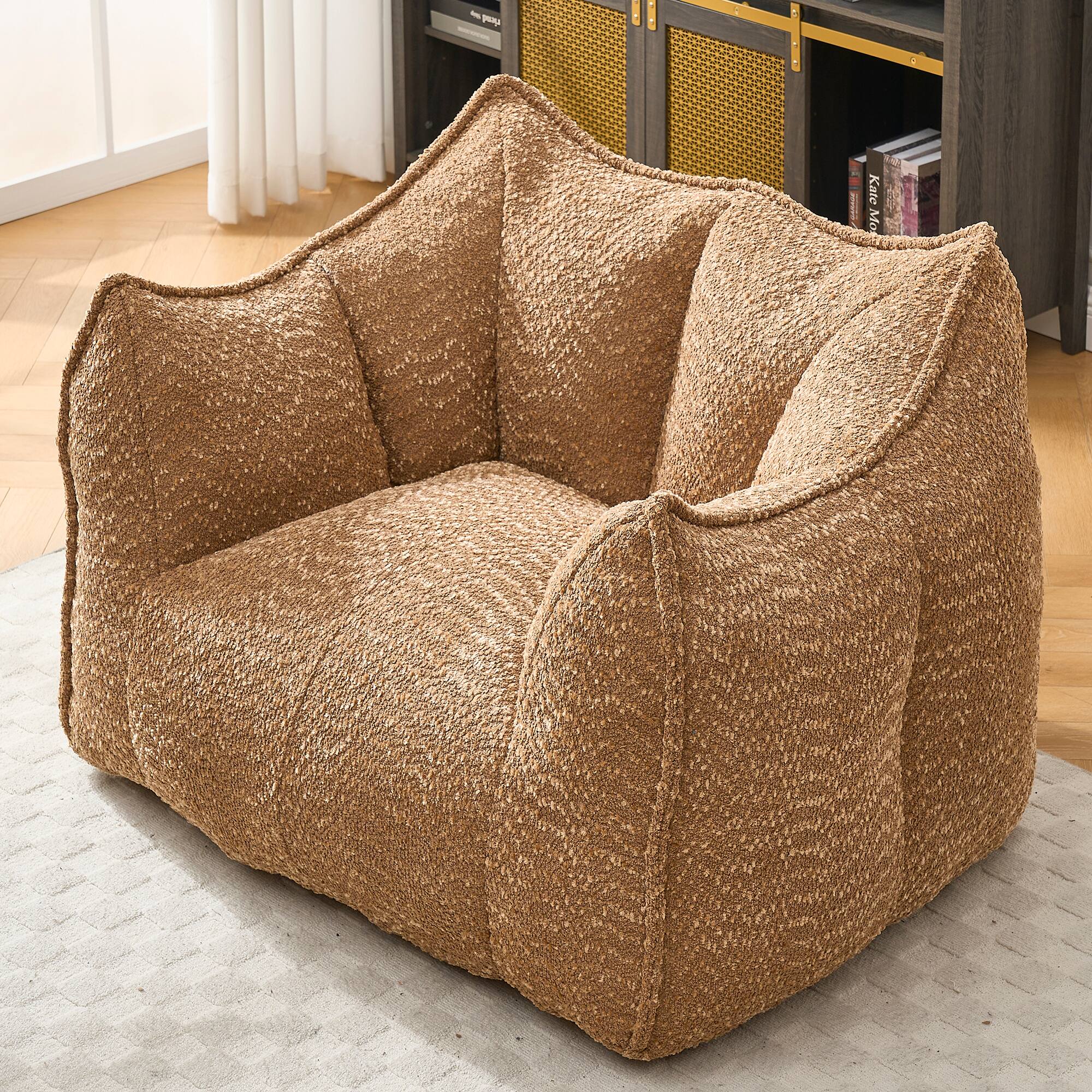 Alt View 5. GOODSILO - Premium Square Lazy Sofa Chair with High-Resilience Foam for Living Room and Bedroom Comfort - Coffee.