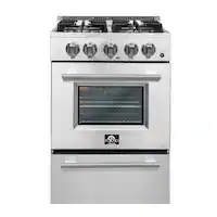 Forno Appliances - Breno Alta Qualita 2.3 Cu. Ft. Freestanding Gas Range with Steam Clean Function and LP Conversion Kit - Silver - Front_Zoom