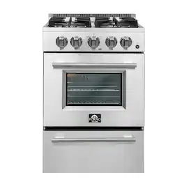 Forno Appliances - Breno Alta Qualita 2.3 Cu. Ft. Freestanding Gas Range with Steam Clean Function and LP Conversion Kit - Silver