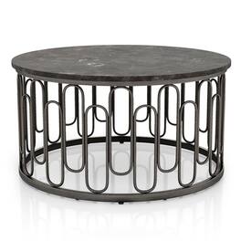Furniture of America - Silas Round Modern Metal Coffee Table in Black - Gray