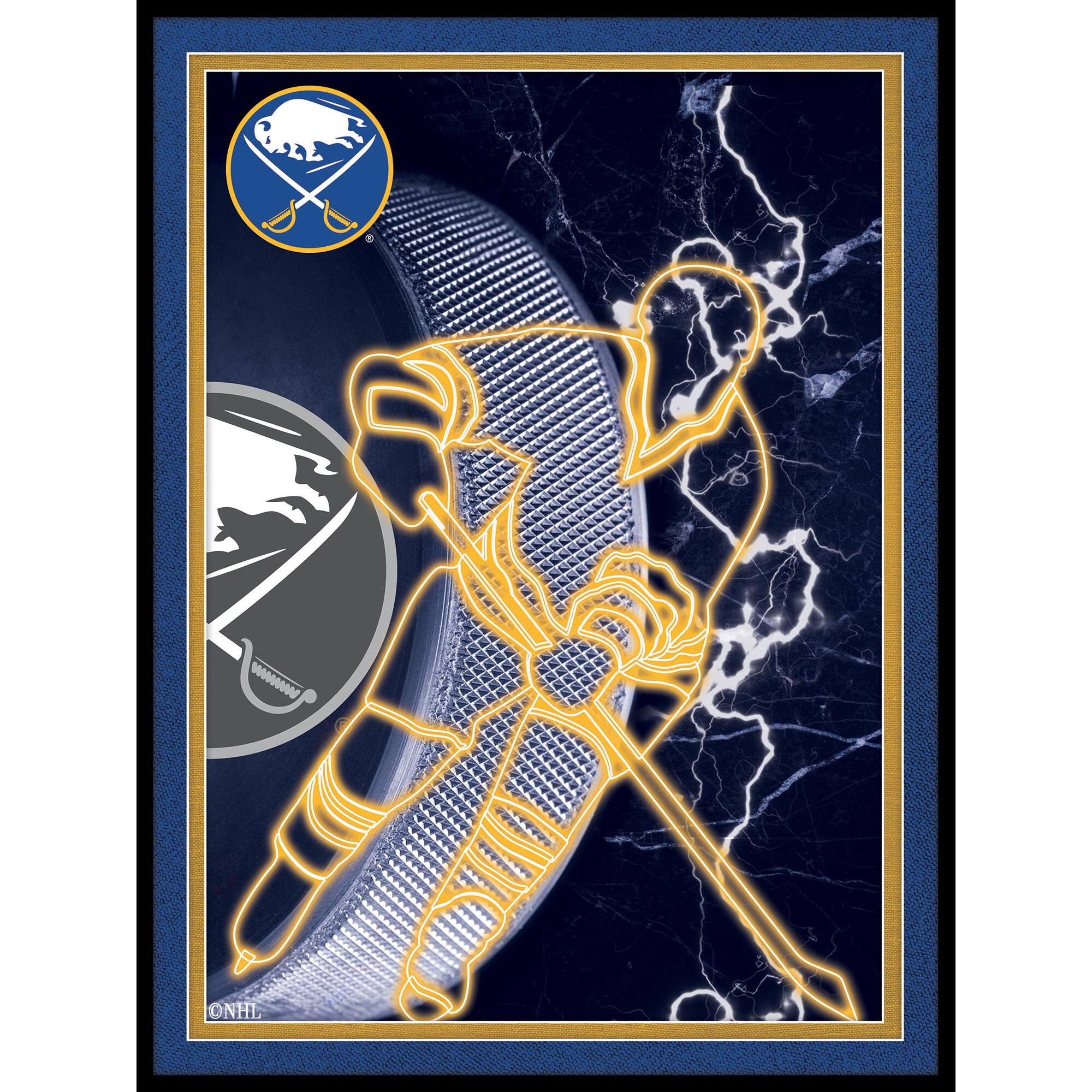 Black Buffalo Sabres 12'' x 16'' Framed Neon Player Print
