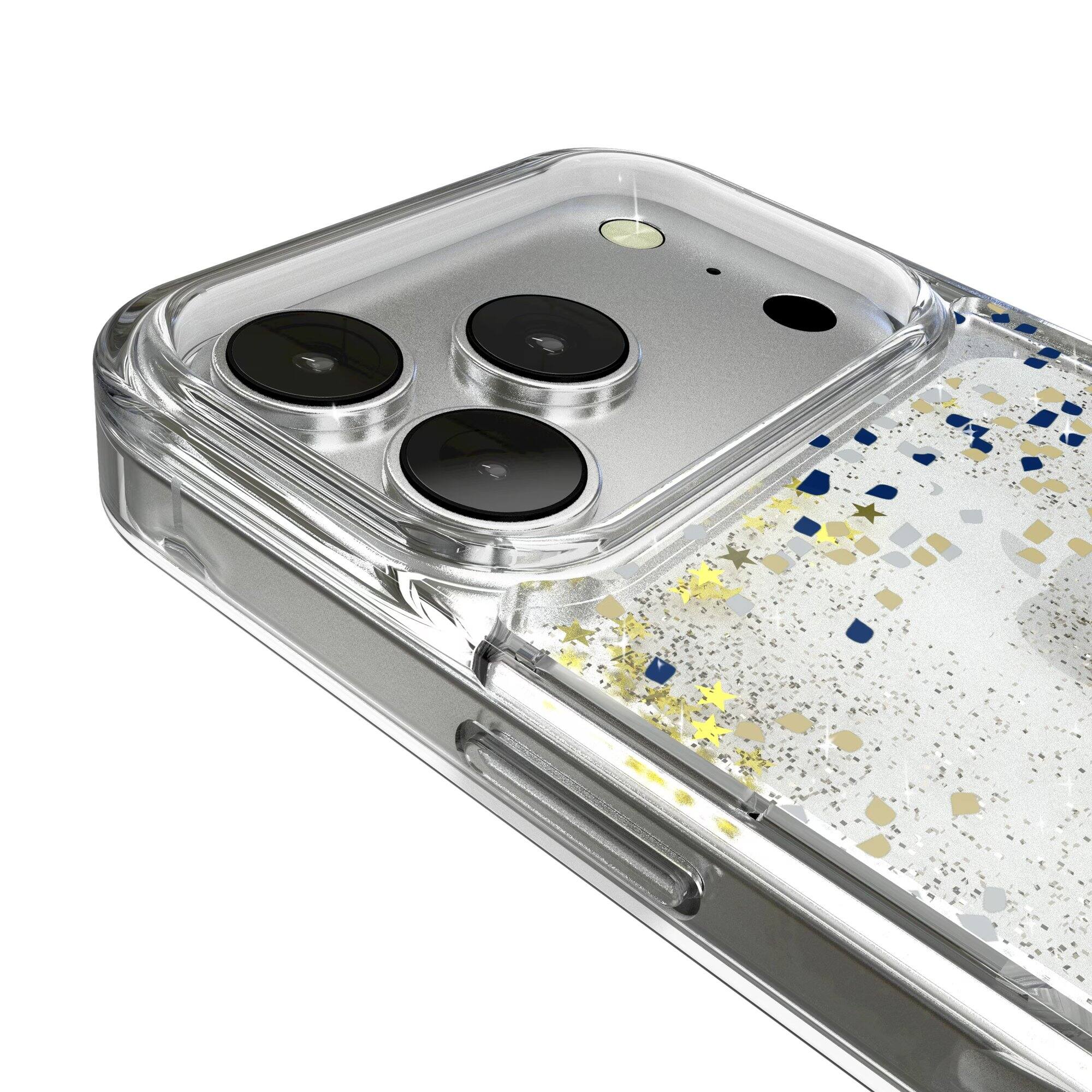 Alt View 2. Keyscaper - Navy Midshipmen iPhone Glitter Confetti Design Case - 13 Pro - Multicolor.
