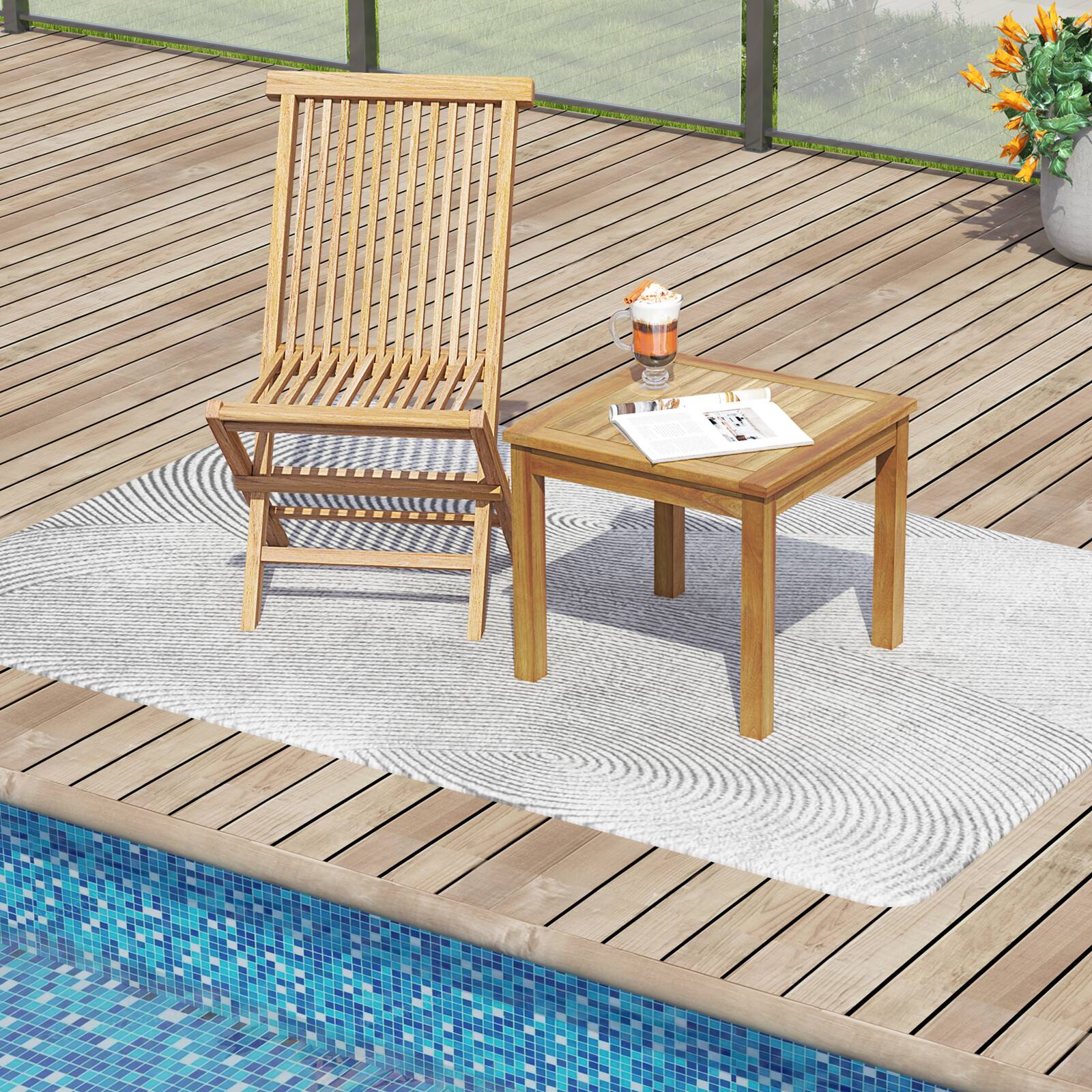 Alt View 1. Gymax - Gymax Outdoor Square Teak Wood End Table Coffee Table for Porch Deck Garden Patio - Natural.
