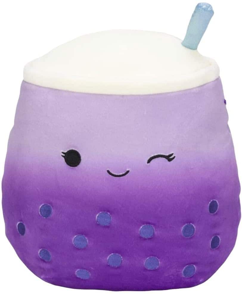 Kellytoy - Squishmallow 5 Inch Mini Food Plush | Poplina the Bubble Tea - Purple
