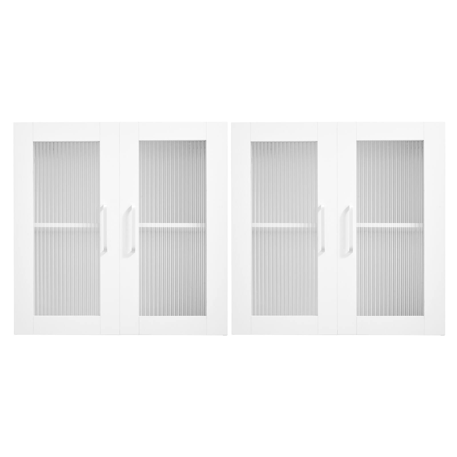 Alt View 5. VEVOR - Laundry Room Wall Cabinet, 2-Tier Wall Mounted Cabinet with 4 Doors, Cupboard Organizer,Each 12 x 24 x 24 in (D x W x H) - White.