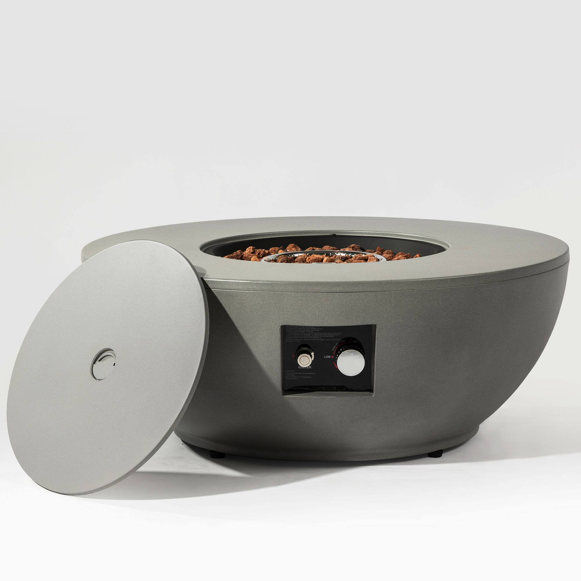 Left. Dexmalle - Dexmalle-2-Pieces 36" Propane Gas Fire Pit Table with Tank Holder-Grey.