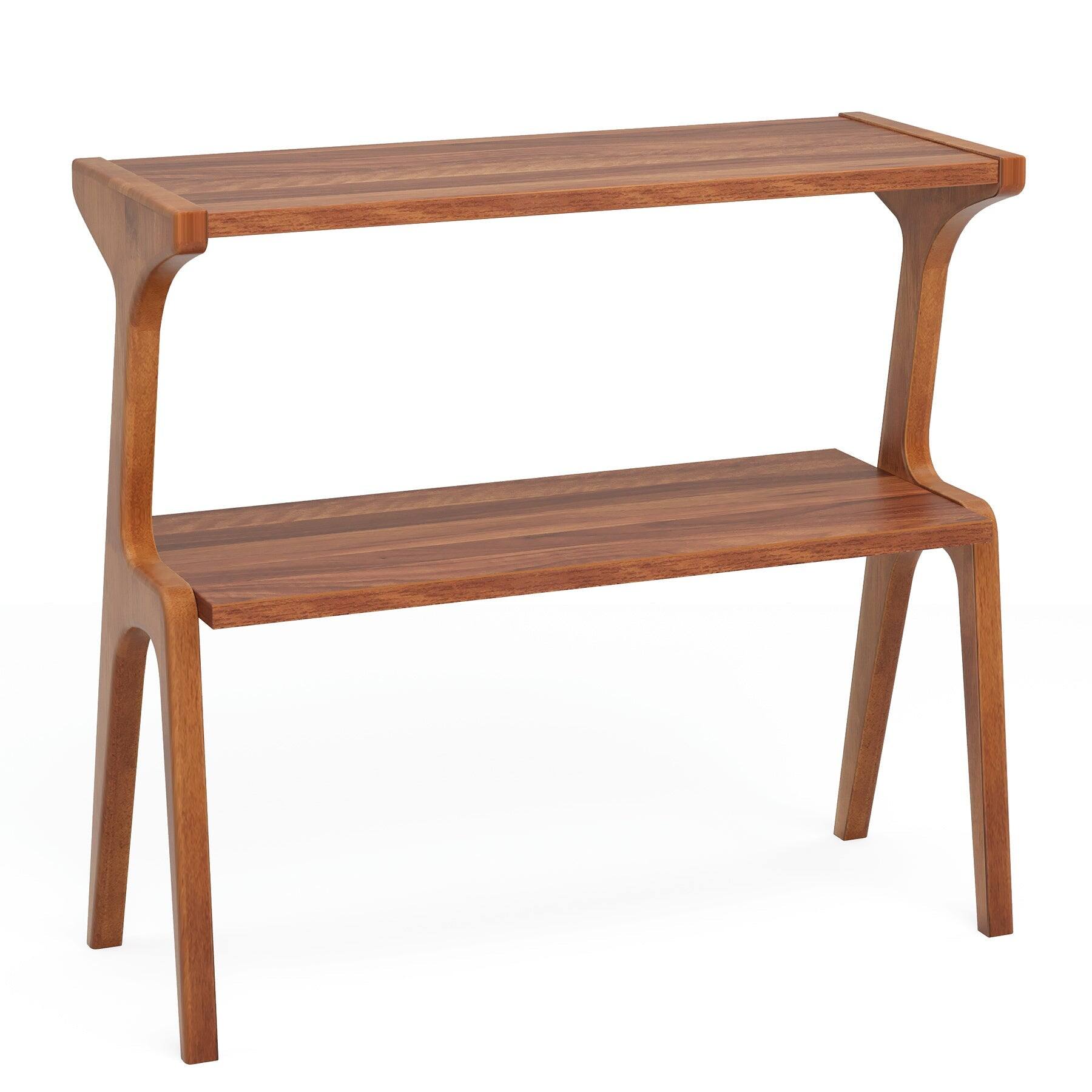 Tribesigns Solid Wood End Table with Storage Shelves, Space Saving ...