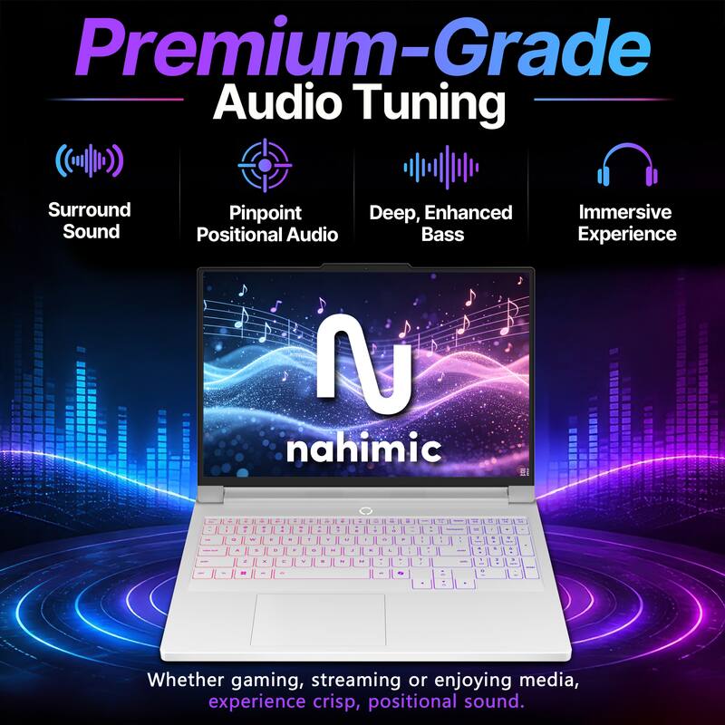 Premium-Grade Audio Tuning  
Surround Sound  
Pinpoint Positional Audio  
Deep, Enhanced Bass  
Immersive Experience  

Whether gaming, streaming or enjoying media, experience crisp, positional sound.