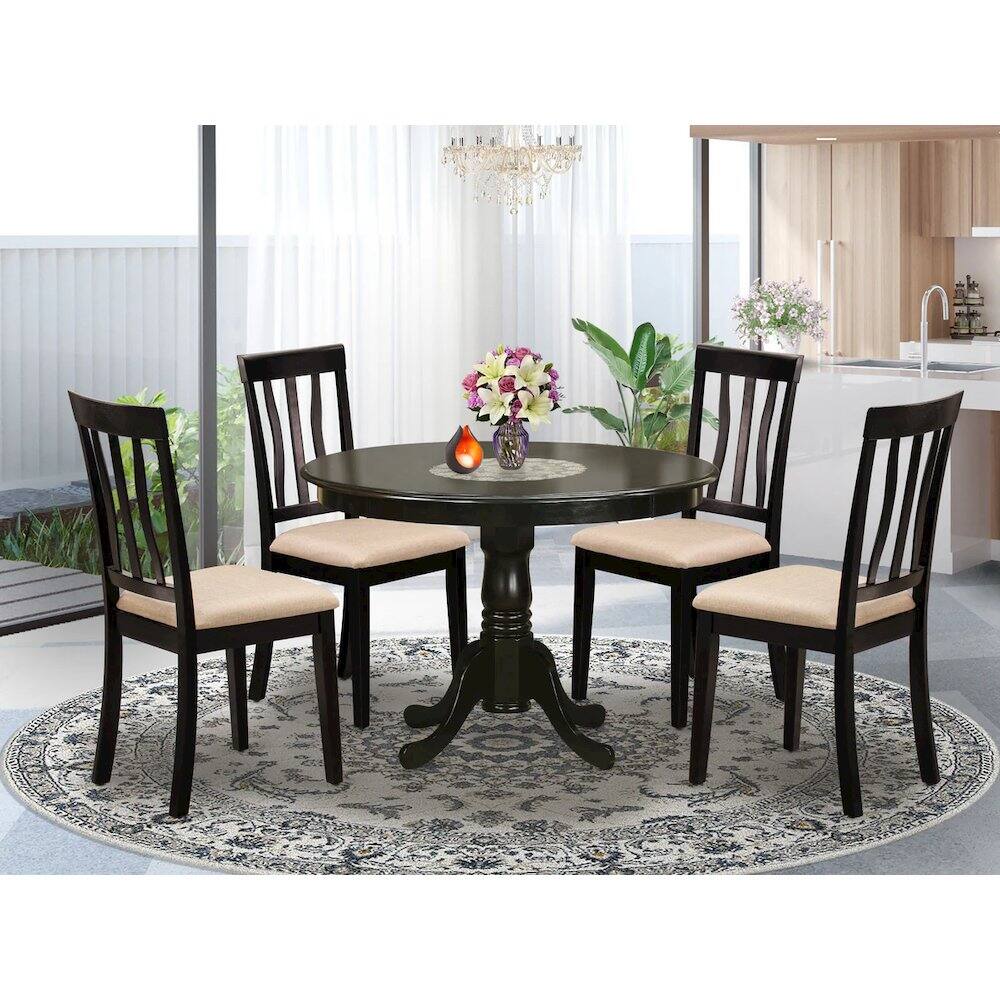 Alt View 2. East West Furniture - HLAN5-CAP-C 5 Pc Kitchen Table set-Dining Table and 4 Dinette Chairs. - Cappuccino.