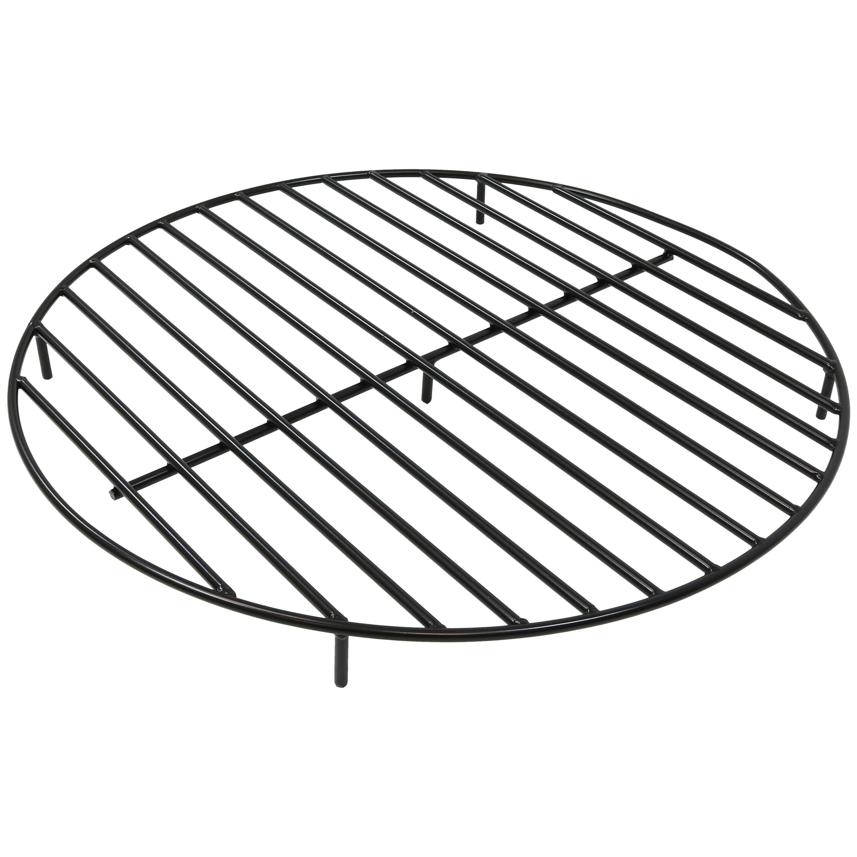 Front. Sunnydaze - 36 in Steel Round Outdoor Fire Pit Grate with Heat Resistance - Black.