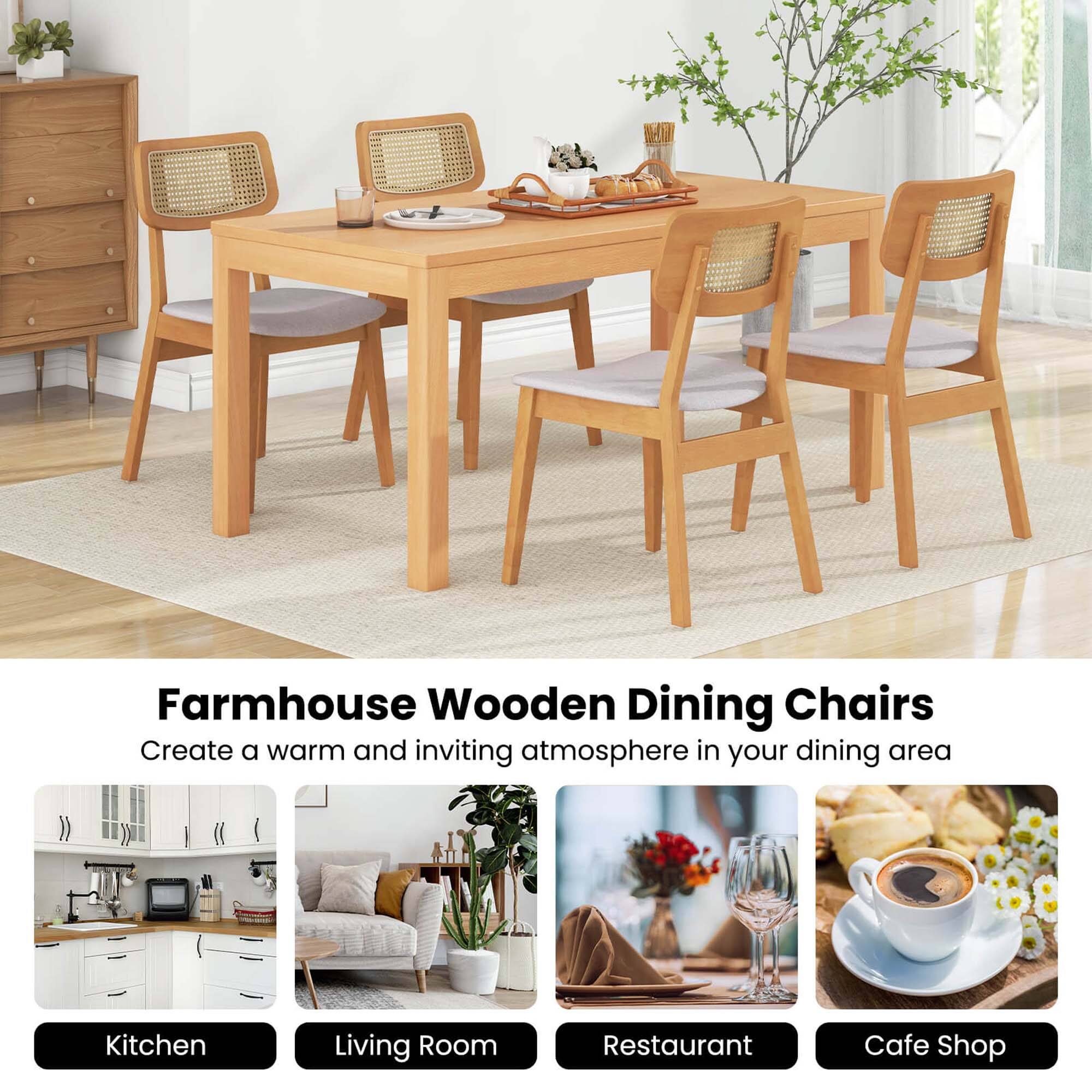 Farmhouse Wooden Dining Chairs Create a warm and inviting atmosphere in your dining area.