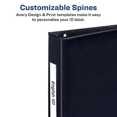 Customizable Spines  
Avery Design & Print templates make it easy to personalize your ID label.  

English 101