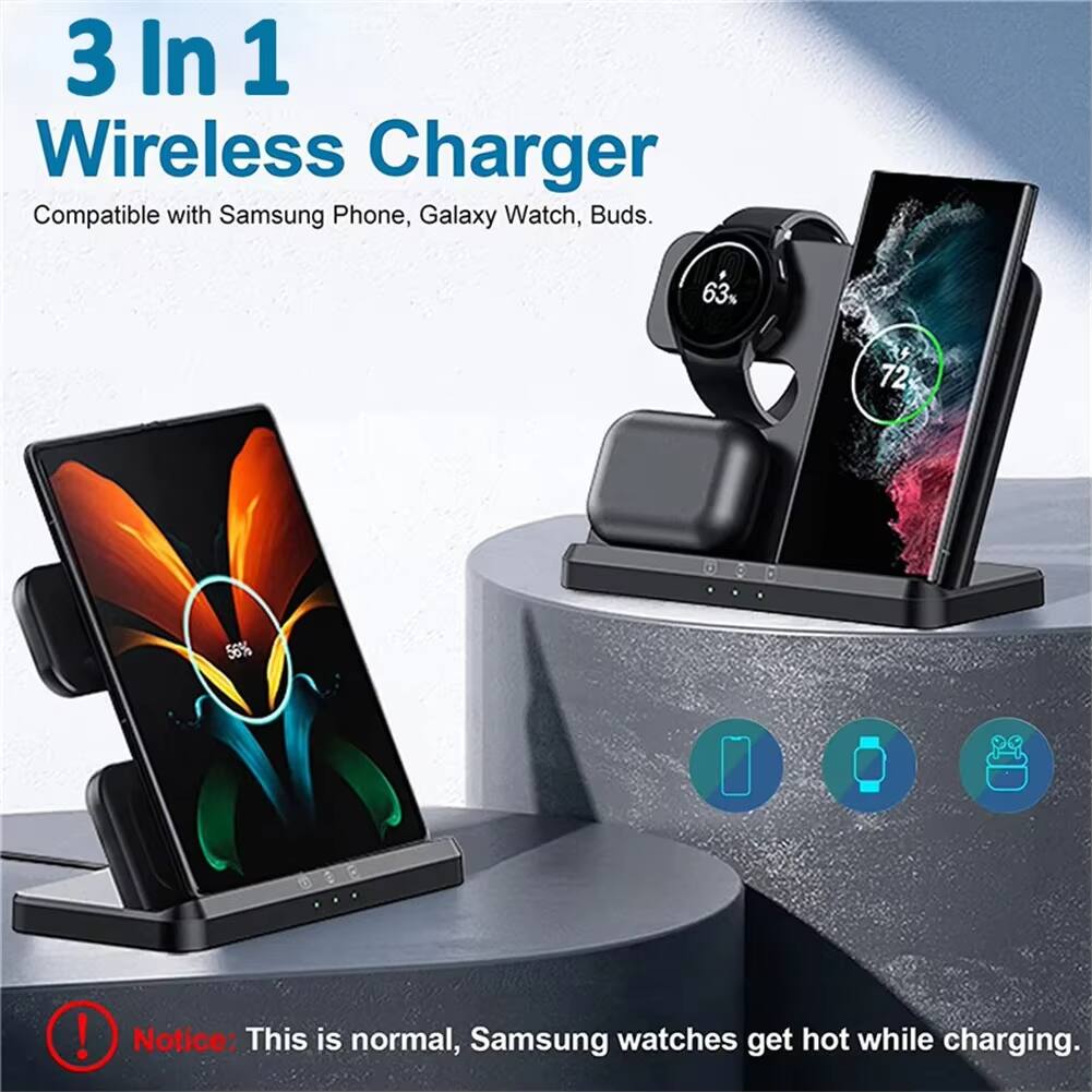3 In 1 Wireless Charger  
Compatible with Samsung Phone, Galaxy Watch, Buds.  

63% 72 56%  

Notice: This is normal, Samsung watches get hot while charging.