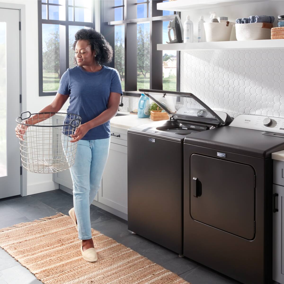 Alt View 6. Maytag - Maytag - 4.7 Cu. Ft. High Efficiency Top Load Washer with Pet Pro System - Volcano Black - Open Box - Excellent - Volcano Black.