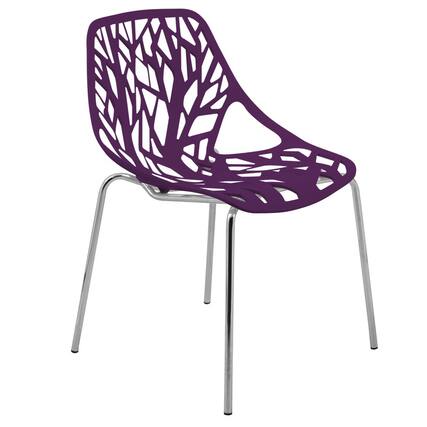 Front. LeisureMod - Asbury Stackable Modern Dining Chair with Cut Out Design and Chrome Legs Side Chair for Home Living Room - Purple.