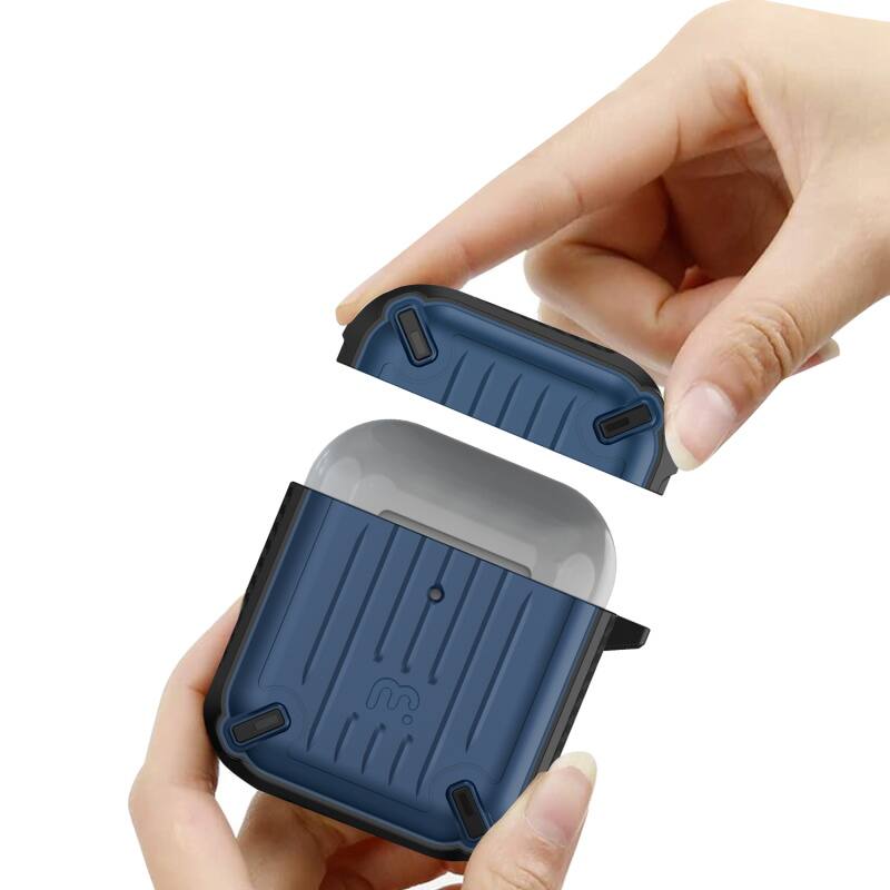 Alt View 3. Mybat Pro - MyBat Pro Armor Series Case for Apple AirPods with Wireless Charging Case - Black / Blue - Blue.