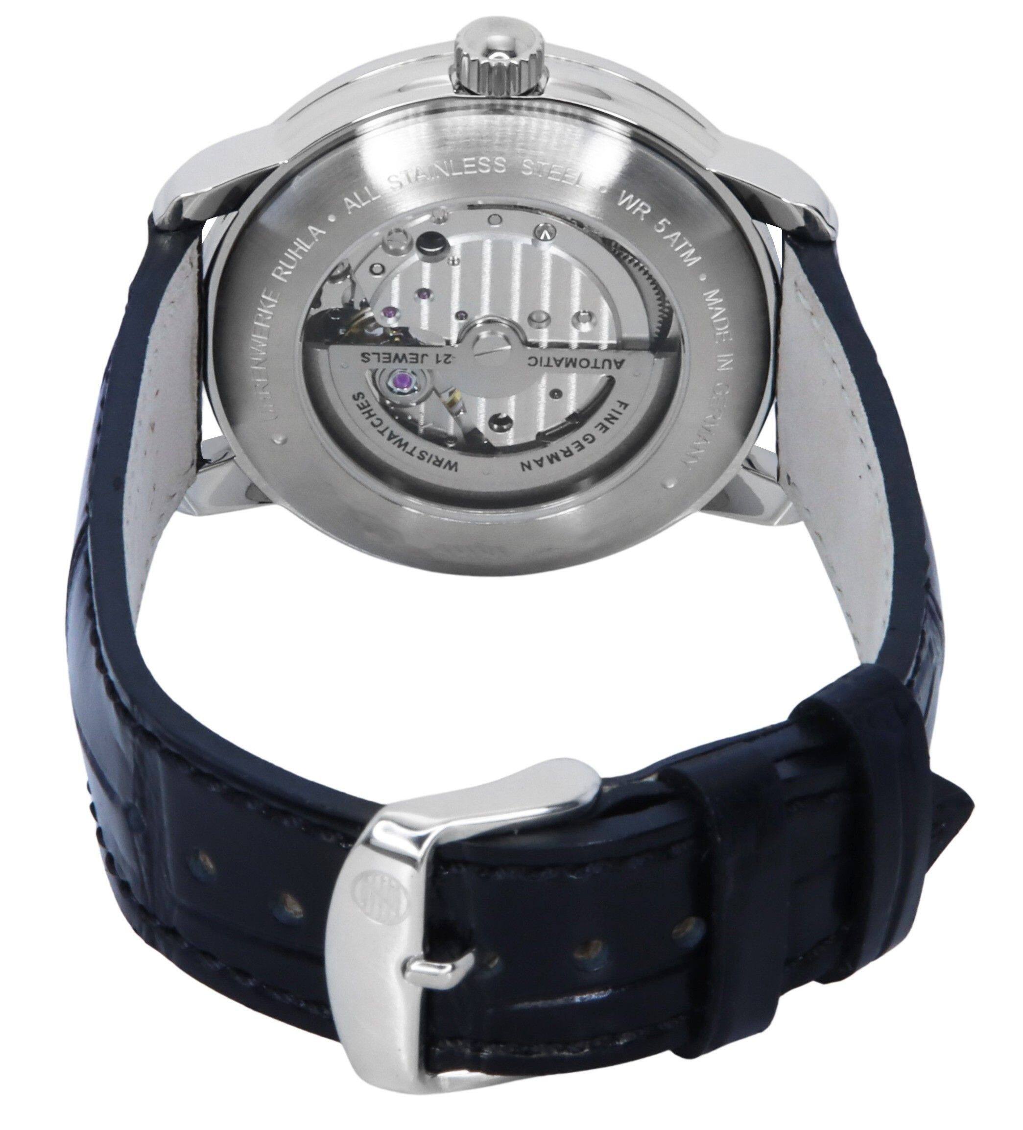 STAINLESS STEEL  
ALL WR RUHLA 5ATM  
MADE IN GERMANY  
21 JEWELS  
AUTOMATIC  
WRISTWATCHES  
FINE GERMAN