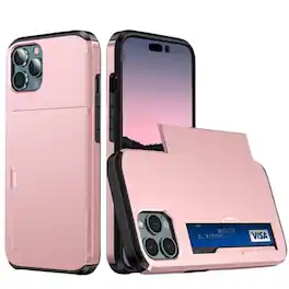 Home Collection - Shockproof Case Cover with Wallet Card Holder for iPhone 16 Pro - Rose Gold - Rosegold