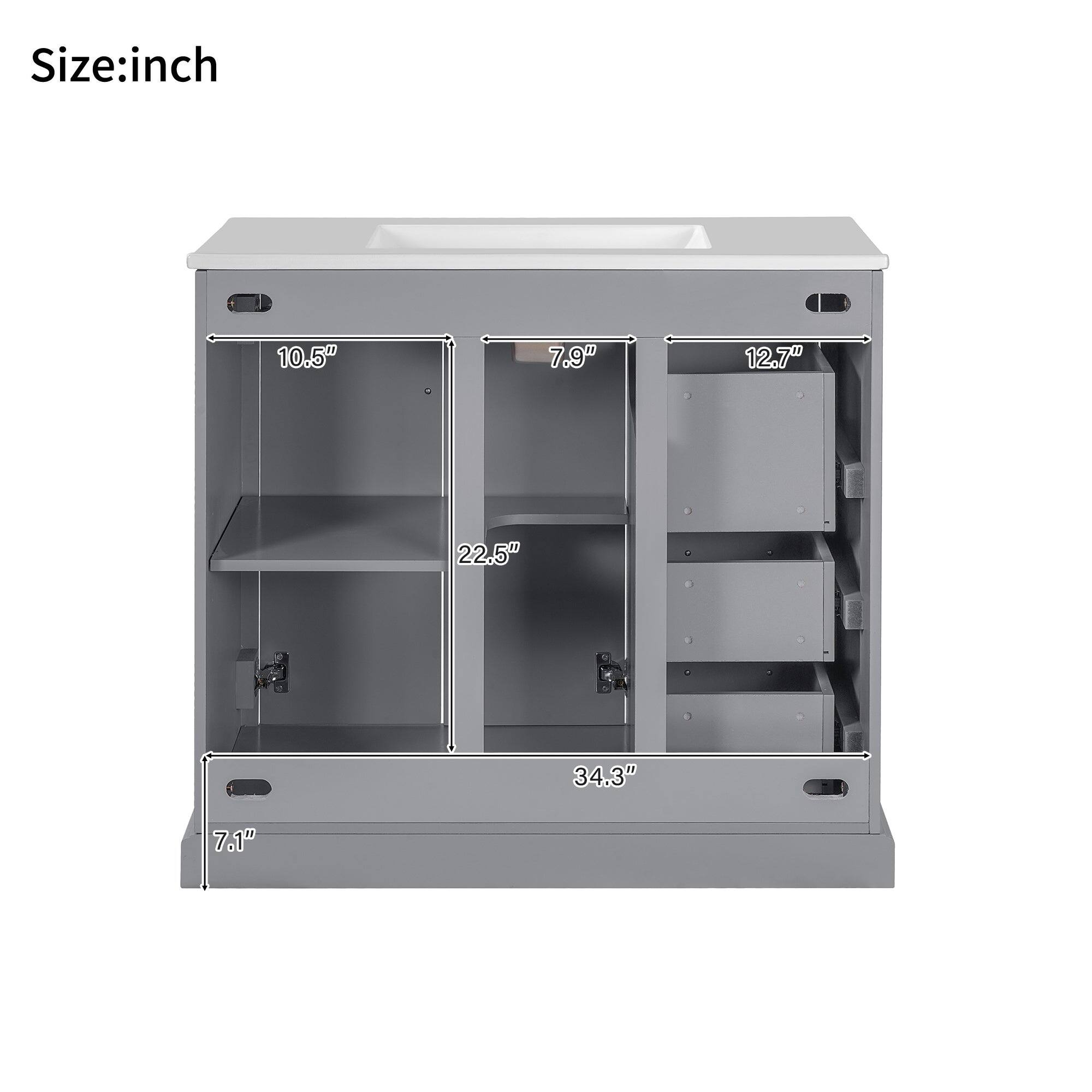 Size: inch  
10.5" 7.9" 12.7" 22.5" 34.3" 7.1"