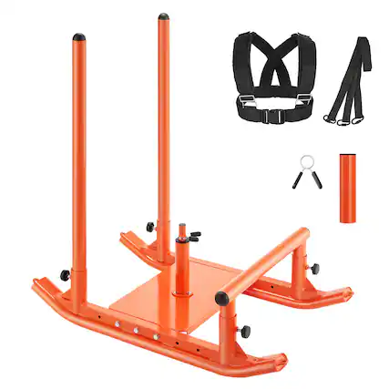 Front. VEVOR - Weight Sled, Steel Power Sled, Fitness Strength Training Sleds for Athletic Exercise Speed Improvement,Fitness Equipment - Orange.