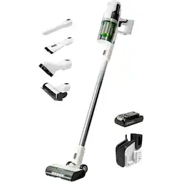Greenworks - 24V Deluxe Cordless Stick Vacuum, 4Ah USB-C Battery and 30-Minute Super Charger Included (White)