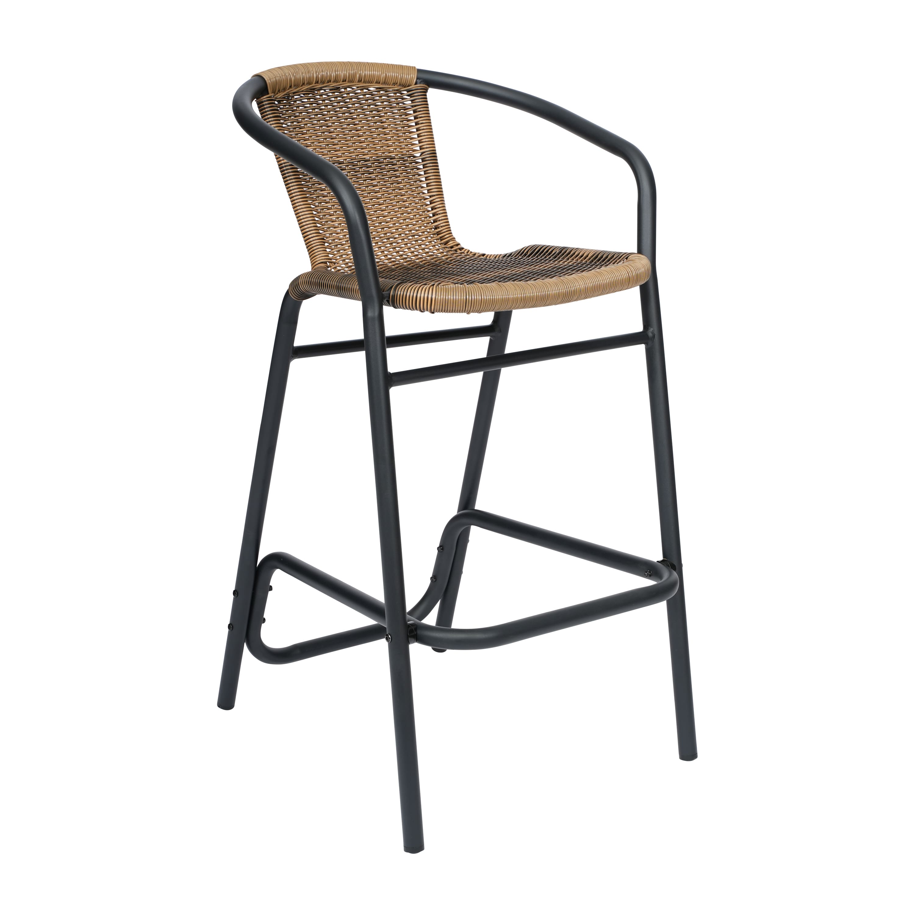 Emma + Oliver - Rhea Indoor/Outdoor Restaurant Style Rattan Barstool - Medium Brown