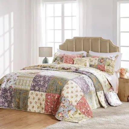 Front. Greenland Home Fashions - Greenland Home Fashion Blooming Prairie Bedspread Set - 3 - Piece - King 120x118", Multi - Multi.