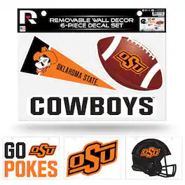 Rico Industries - Oklahoma State Cowboys Set of 6 Removable Wall Decal Stickers - Multi