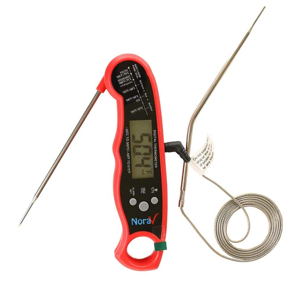 PARKER SLATER - Digital Dual-Probe Meat Thermometer, Instant-Read with Large LCD for Grill & BBQ (Red)
