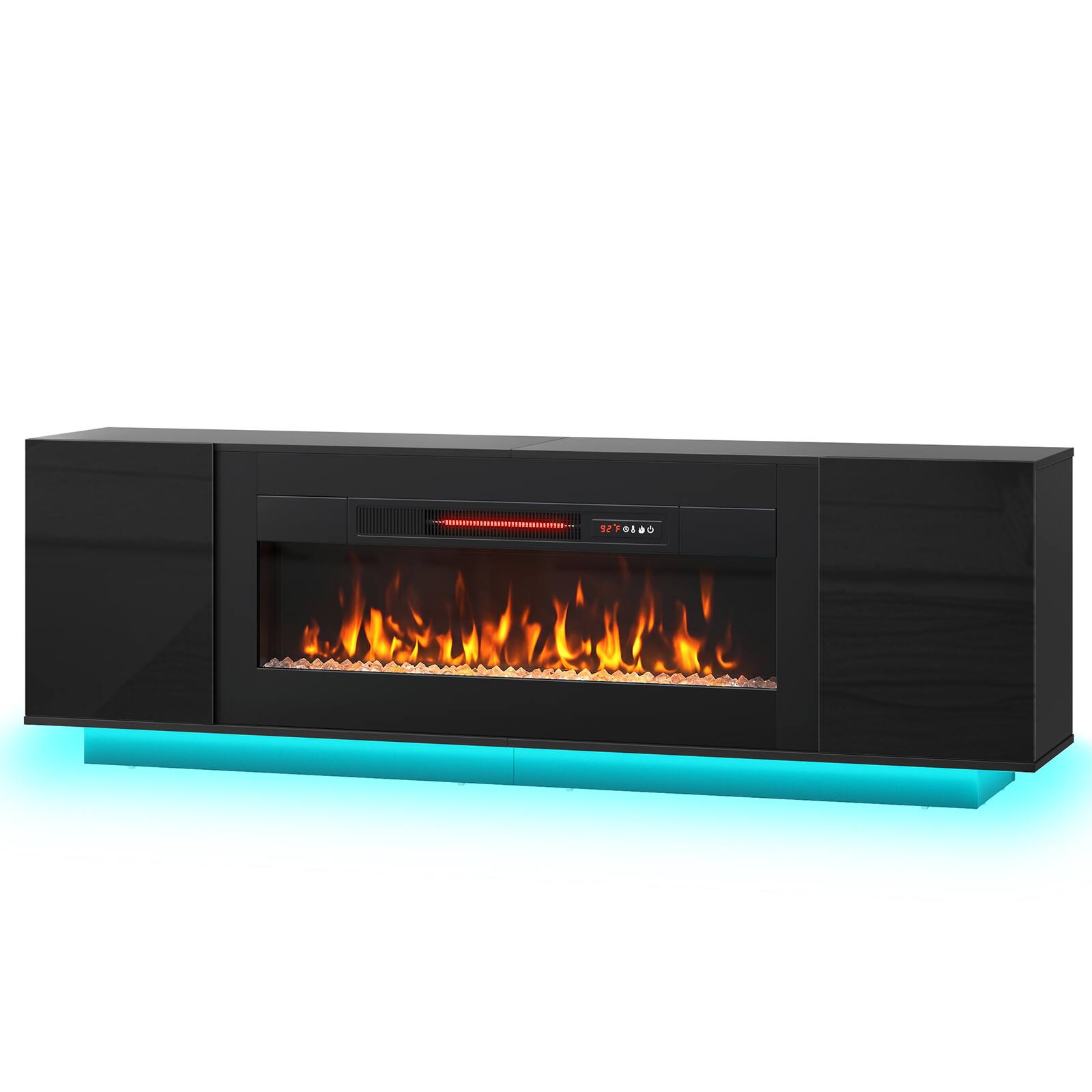 Alt View 4. Pinmoco - 70" Electric Fireplace TV Stand, 36" Fireplace Entertainment Center with RGB Lights, TV Stand Fits up to 80" - Black.