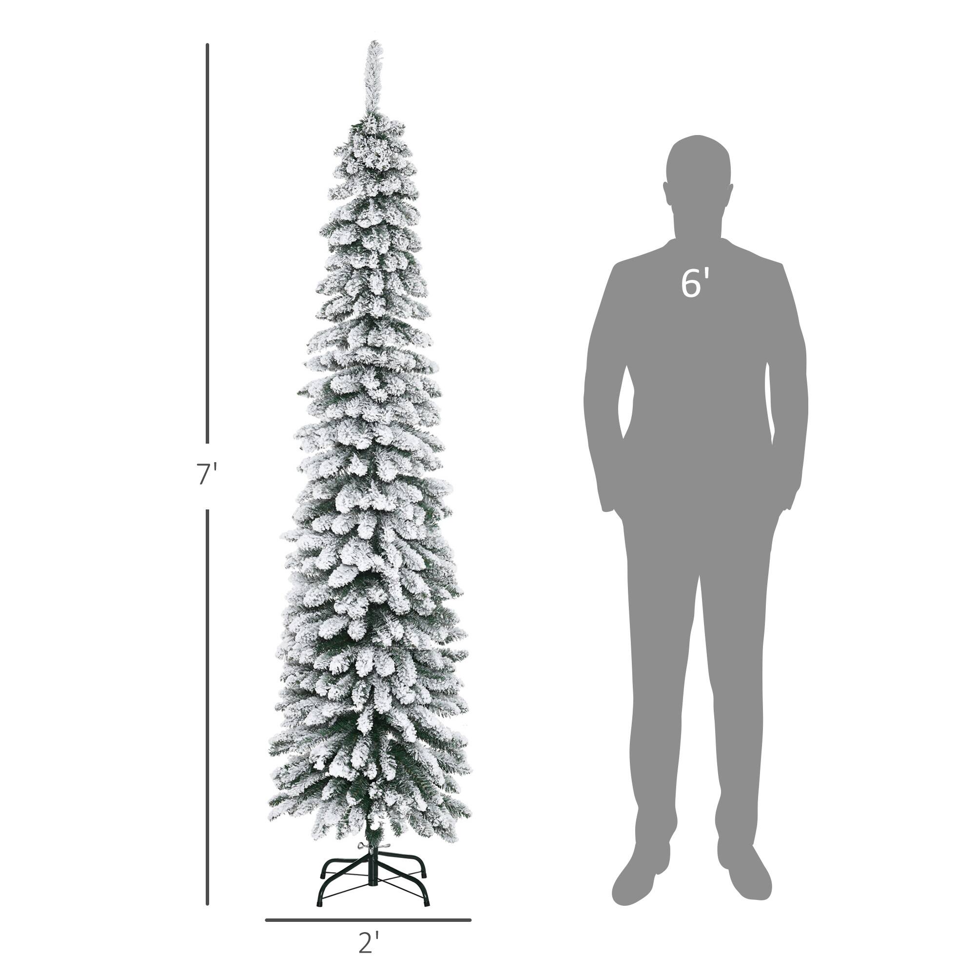Alt View 2. Homcom - Tall Unlit Slim Pencil Xmas Tree - Green.