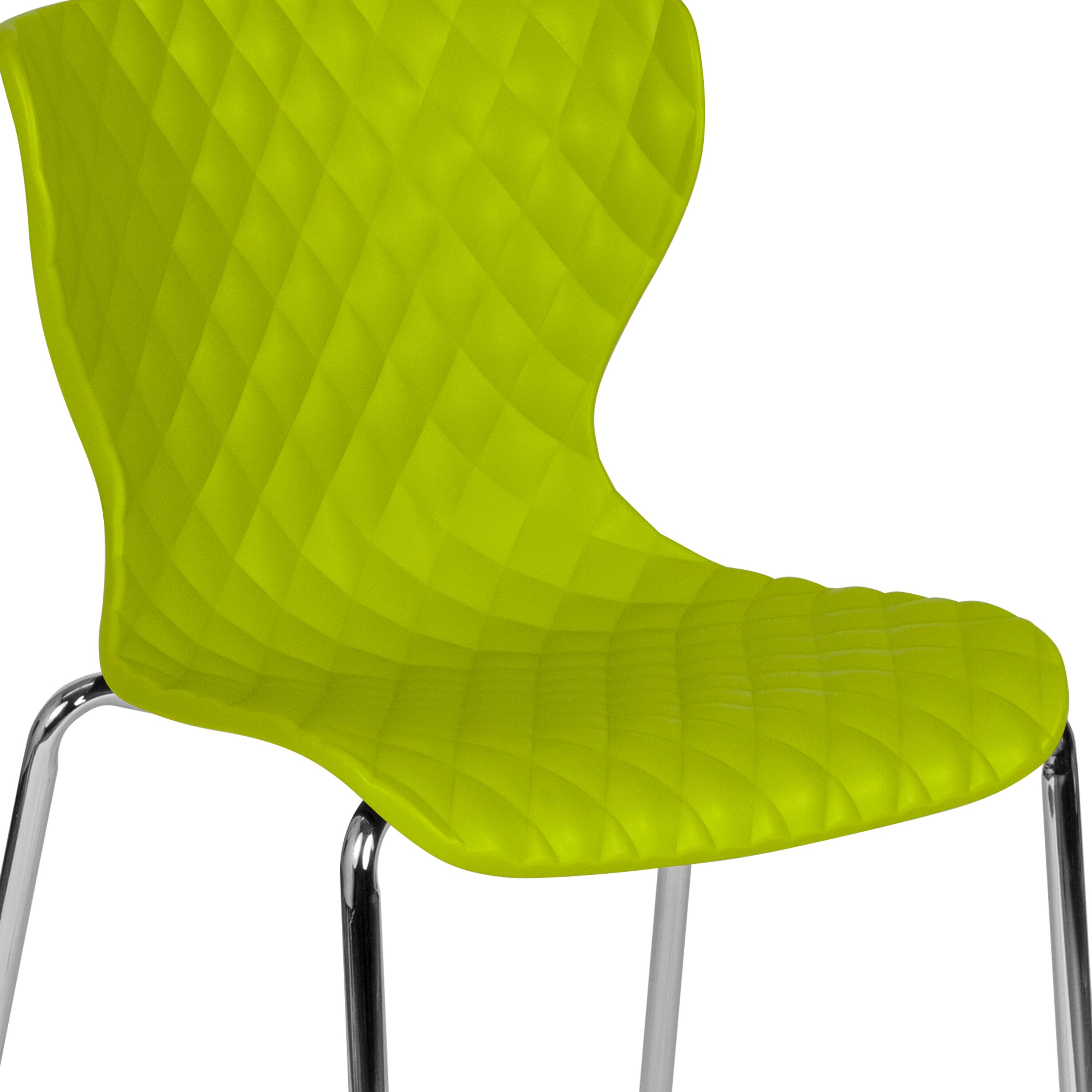 Alt View 9. Emma + Oliver - Contemporary Design Accent Dining Plastic Stack Chair - Citrus Green.