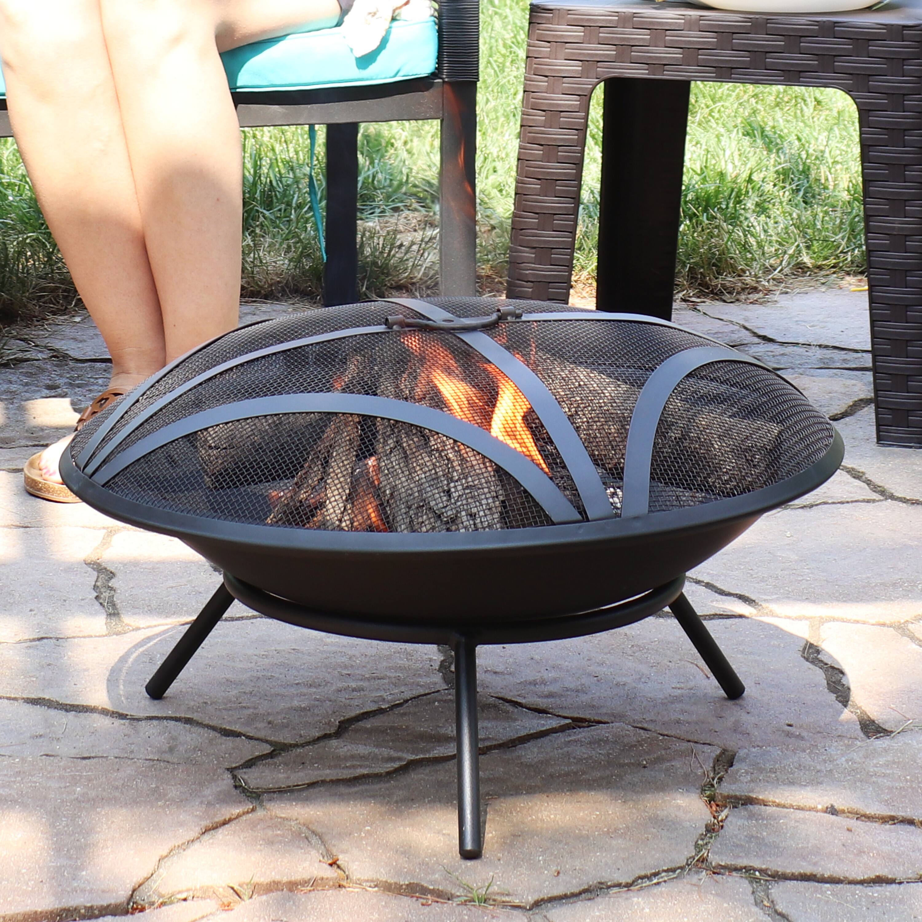 Alt View 3. Sunnydaze - 23 in Classic Elegance Replacement Fire Pit Bowl and Spark Screen - Black.