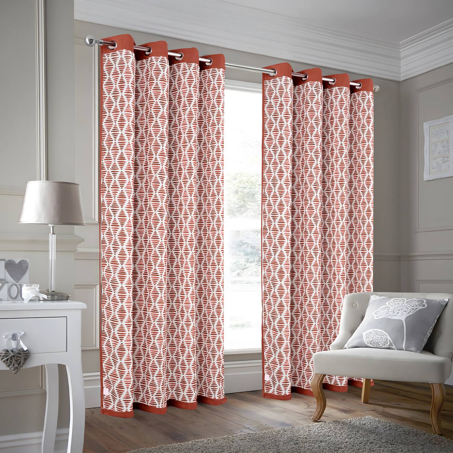 Angle. Olivia Gray - Olivia Gray 100% Polyester 190 GSM Justice Reversible Blackout Grommet Curtain Panel 54" x 84" Spice - Spice.