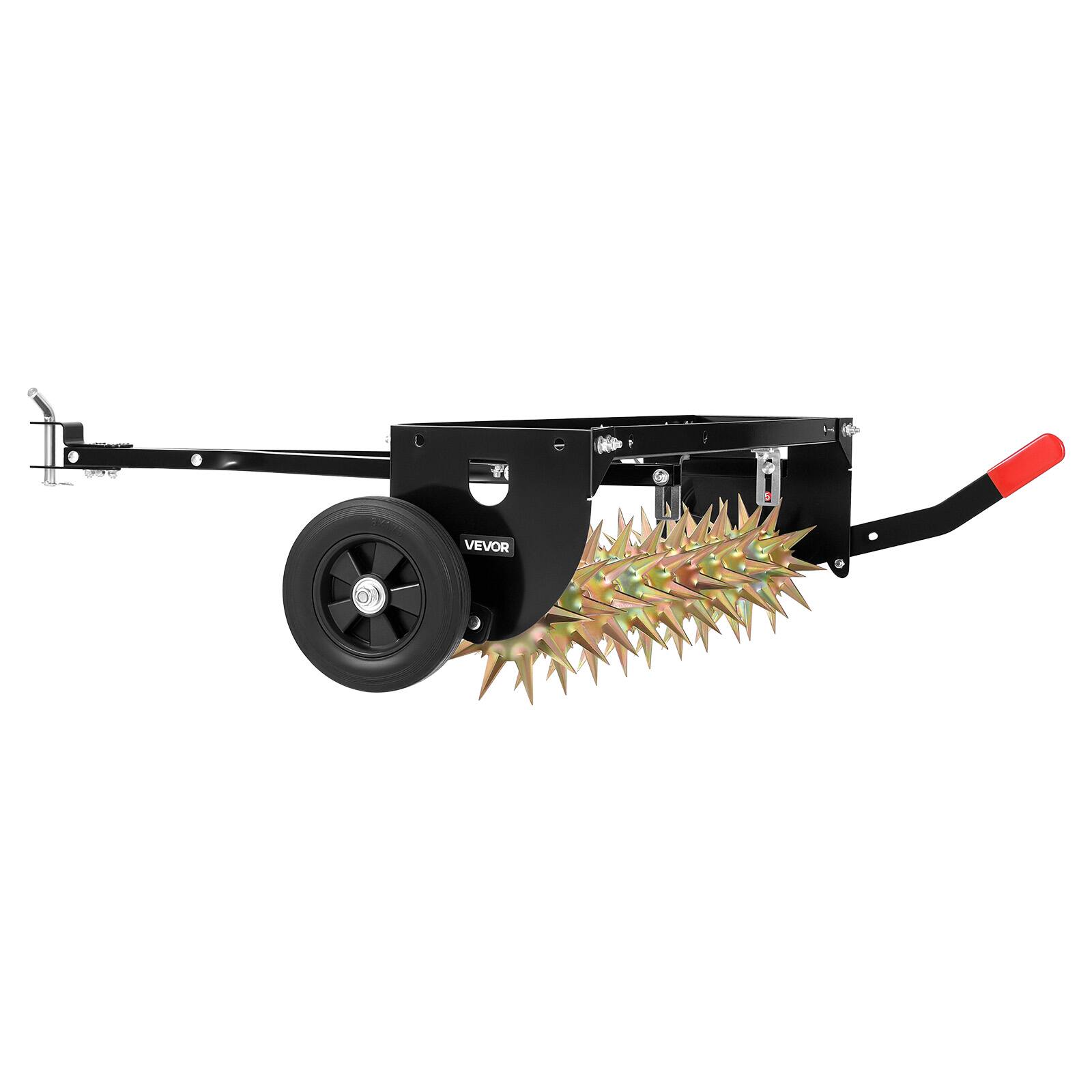 Alt View 5. VEVOR - Tow Behind Plug Aerator, 40 in Lawn Spike Aerator with Universal Hitch, 150lbs Weight Capacity, Heavy Duty - Black.