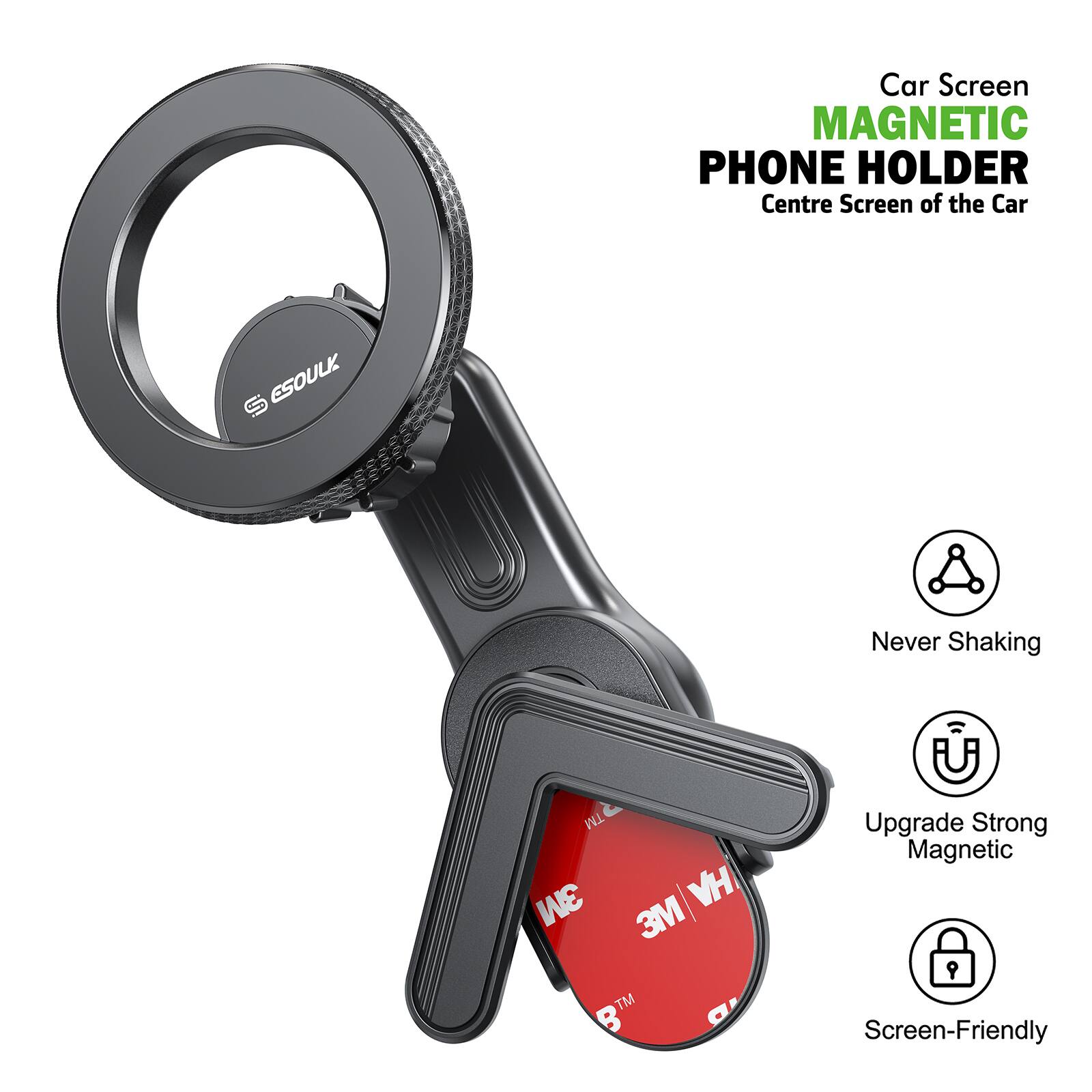 Car Screen MAGNETIC PHONE HOLDER Centre Screen of the Car ESOULK Never Shaking Upgrade Strong Magnetic Screen-Friendly 3M VH 3M