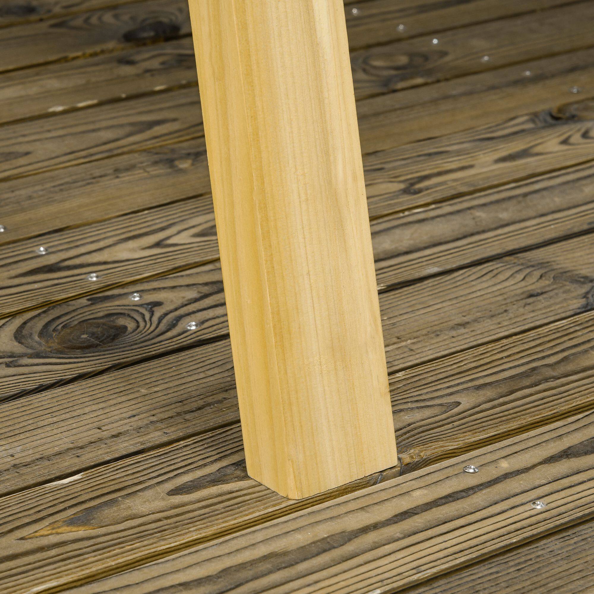 Alt View 5. Outsunny - Outsunny 2-Seat orch Swing with Stand Wooden Patio Swing Chair with Side Tables and Metal Chains - Natural wood finish.