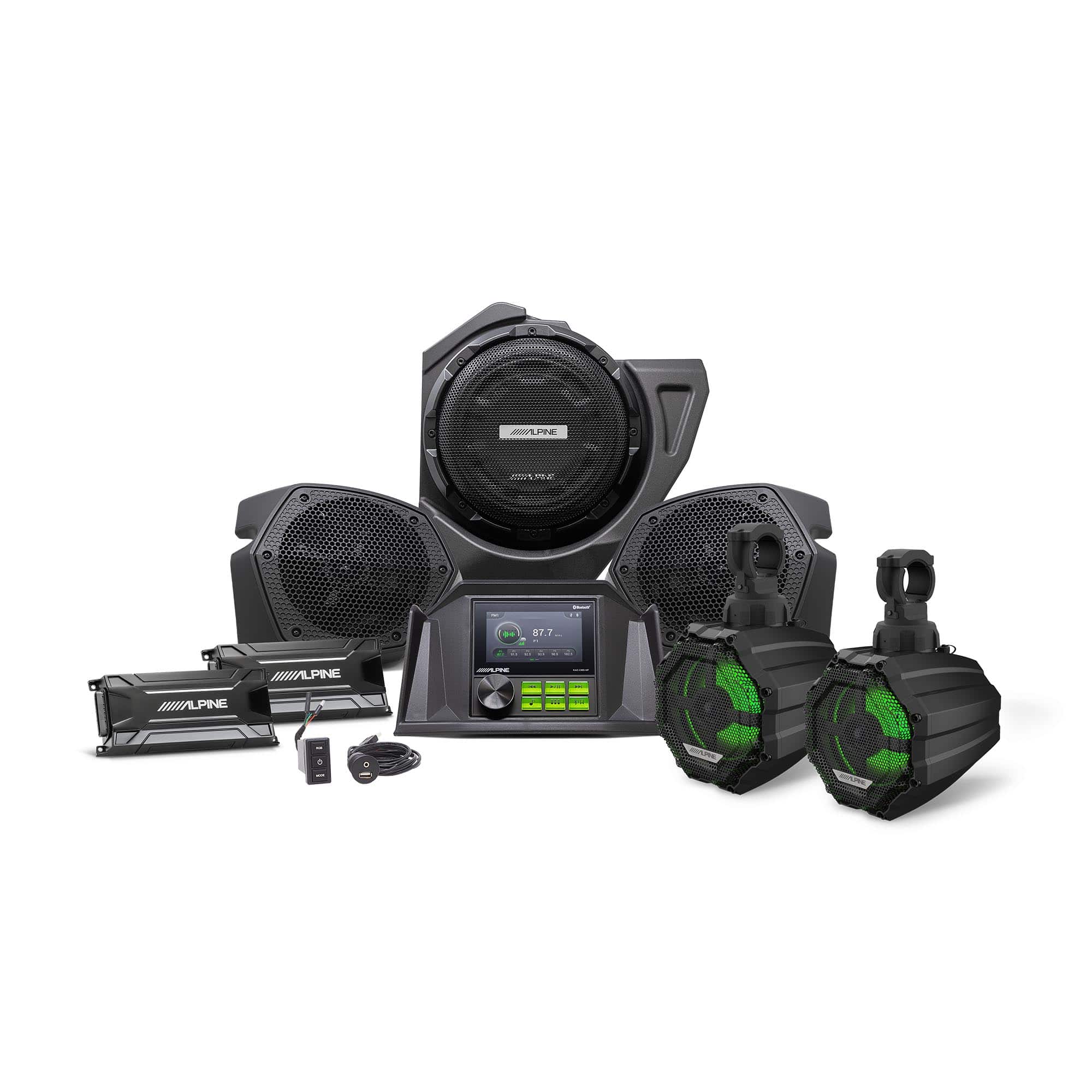 Alpine - PSS-PRZR Weather-Resistant Complete Sound System Upgrade Kit 2013-Up Select Polaris RZR Side-by-Sides - Black/Gray