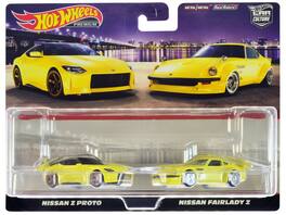 Hot Wheels - Nissan Z Proto Yellow with Black Top and Nissan Fairlady Z Yellow "Car Culture" Set of 2 Cars - Yellow, Black