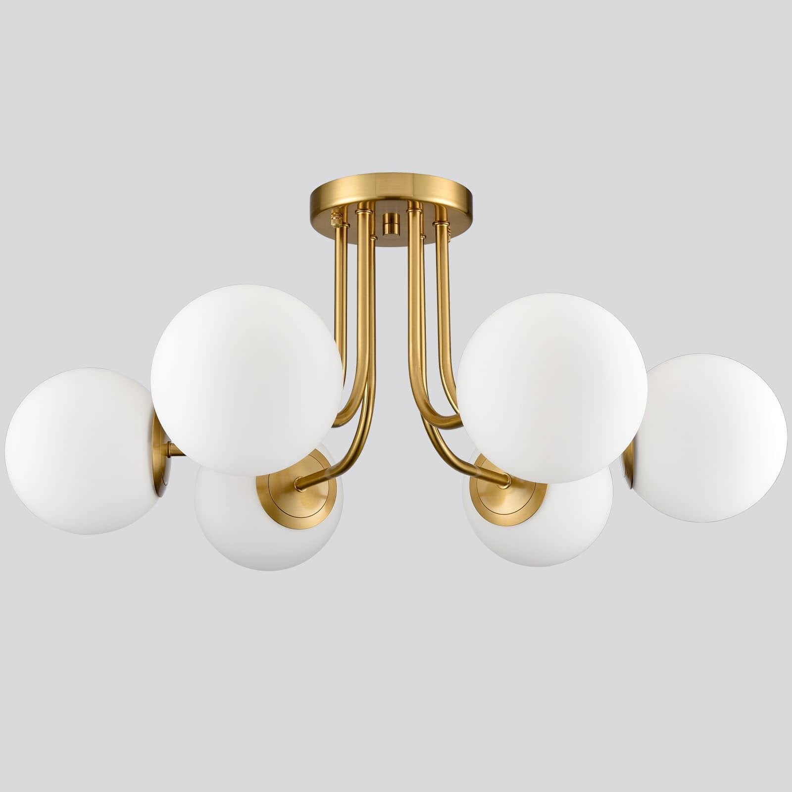 Angle. MOOSE - Como Modern Globe Ceiling Light , 6-Light - Brass.