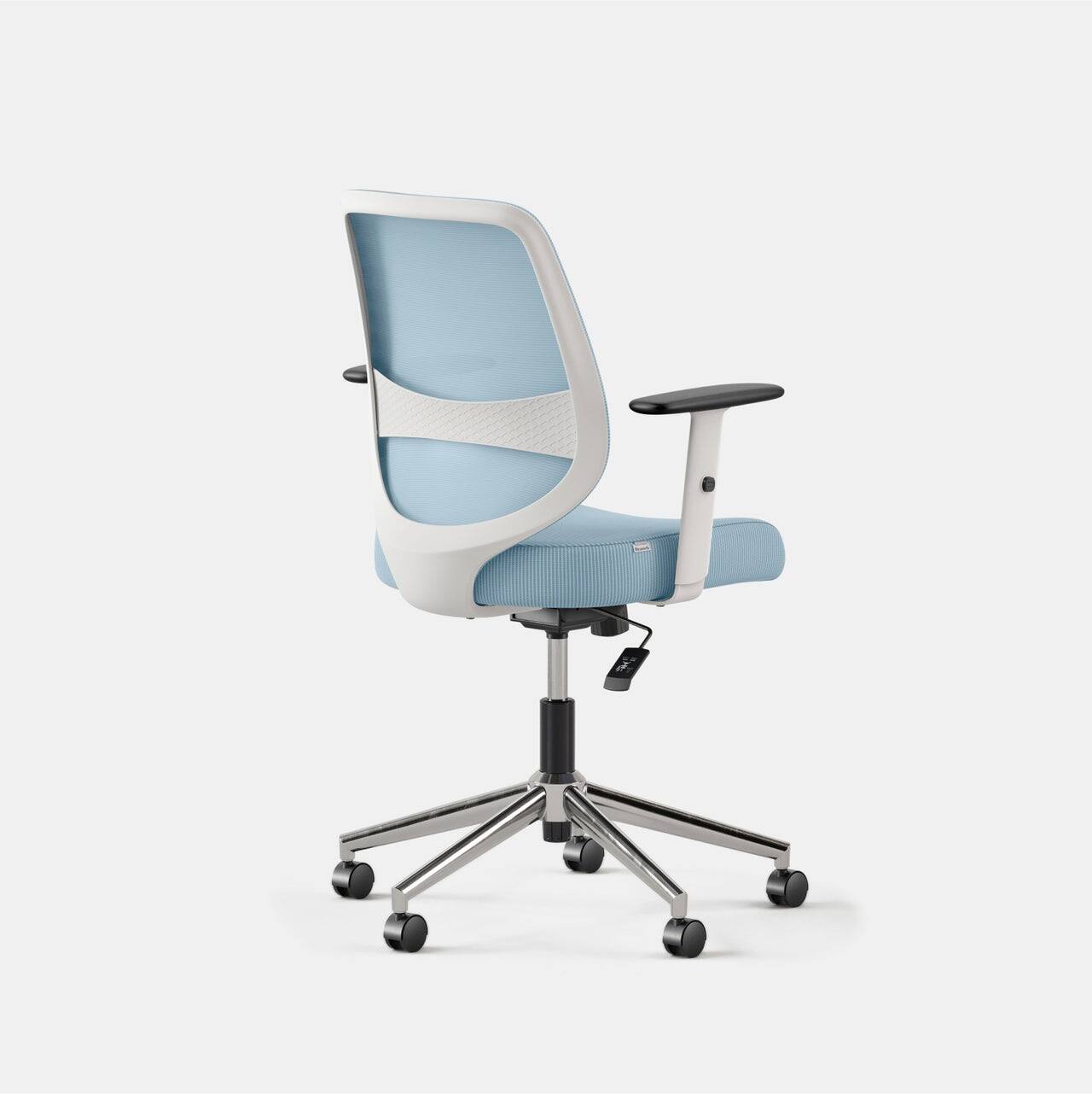 Left. Branch Furniture - Daily Chair – Office Chair with Swivel, Lumbar Support, Adjustable Arms, Sustainable & Comfortable Seating - Sky Blue.