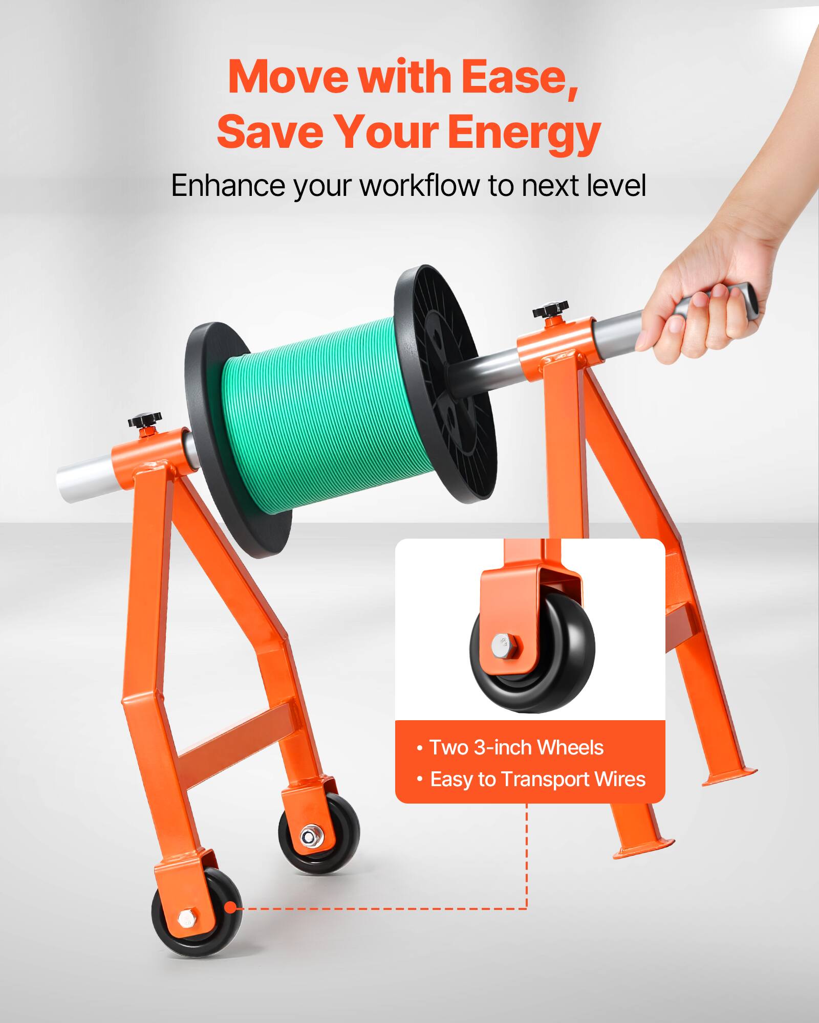 Move with Ease, Save Your Energy

Enhance your workflow to next level

Two 3-inch Wheels

Easy to Transport Wires