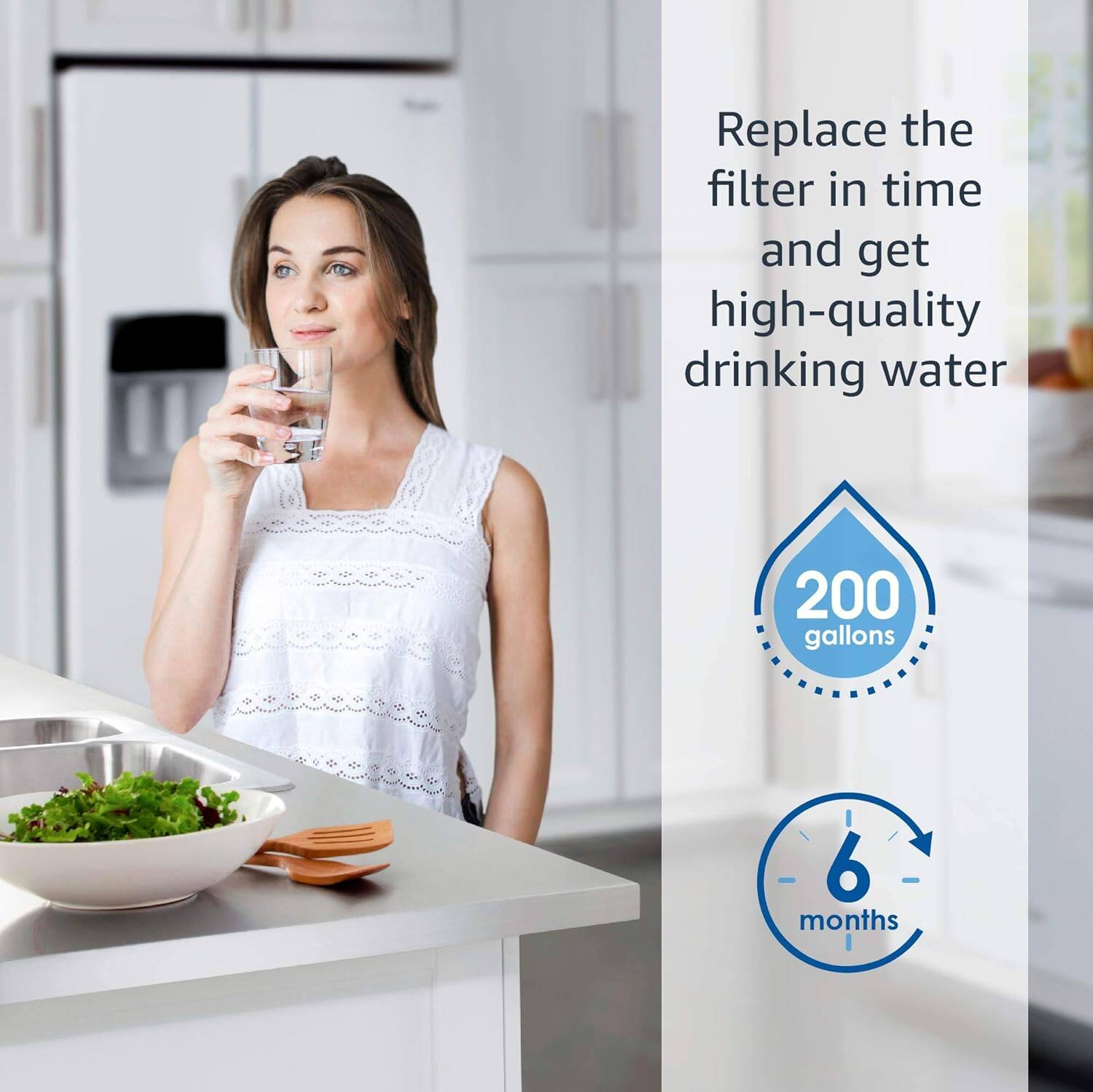 Replace the filter in time and get high-quality drinking water  
200 gallons  
6 months