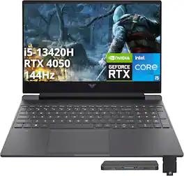HP - Victus 15.6" FHD Gaming Laptop,Intel i5-13420H,64GB RAM,2TB PCIe SSD+1TB Dock Set,GeForce RTX 4050,Win 11 - Silver