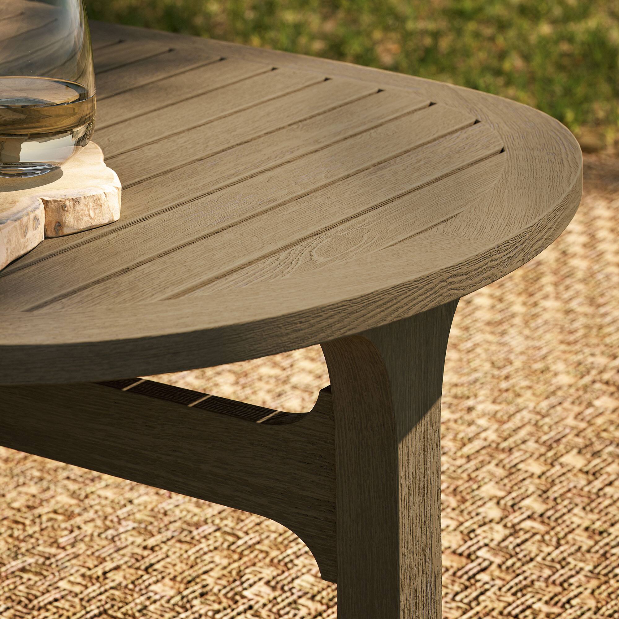 Alt View 1. Modway - Saratoga Oval Outdoor Patio Teak Wood Coffee Table by Modway - Weathered Gray.