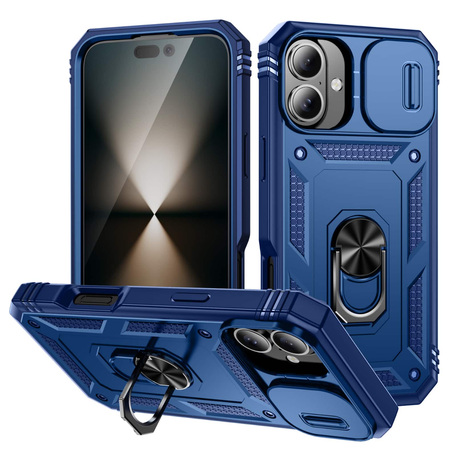 Dteck - Magnetic Case For Apple iPhone 17 with Slide Camera Protection Ring Kickstand PC TPU Rugged Cover - Blue price history on PriceWatchPro