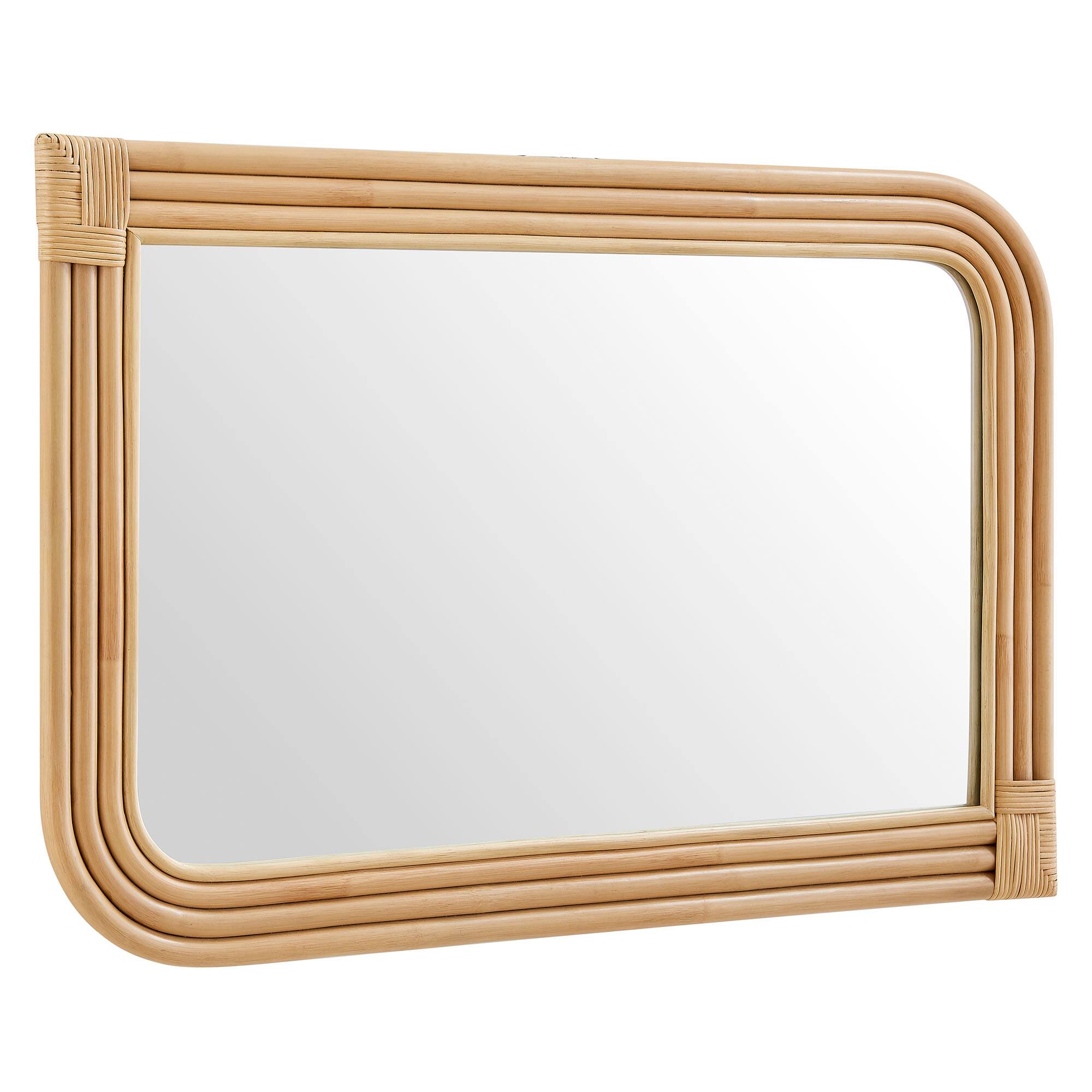 Alt View 2. Modway - Corsica Curved Rectangle Rattan Wall Mirror by Modway - Natural.