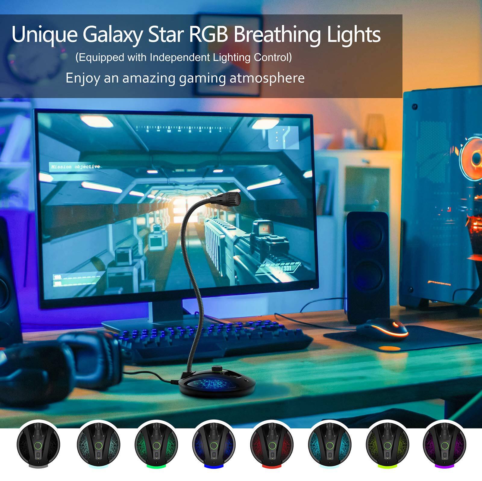 Unique Galaxy Star RGB Breathing Lights  
(Equipped with Independent Lighting Control)  
Enjoy an amazing gaming atmosphere
