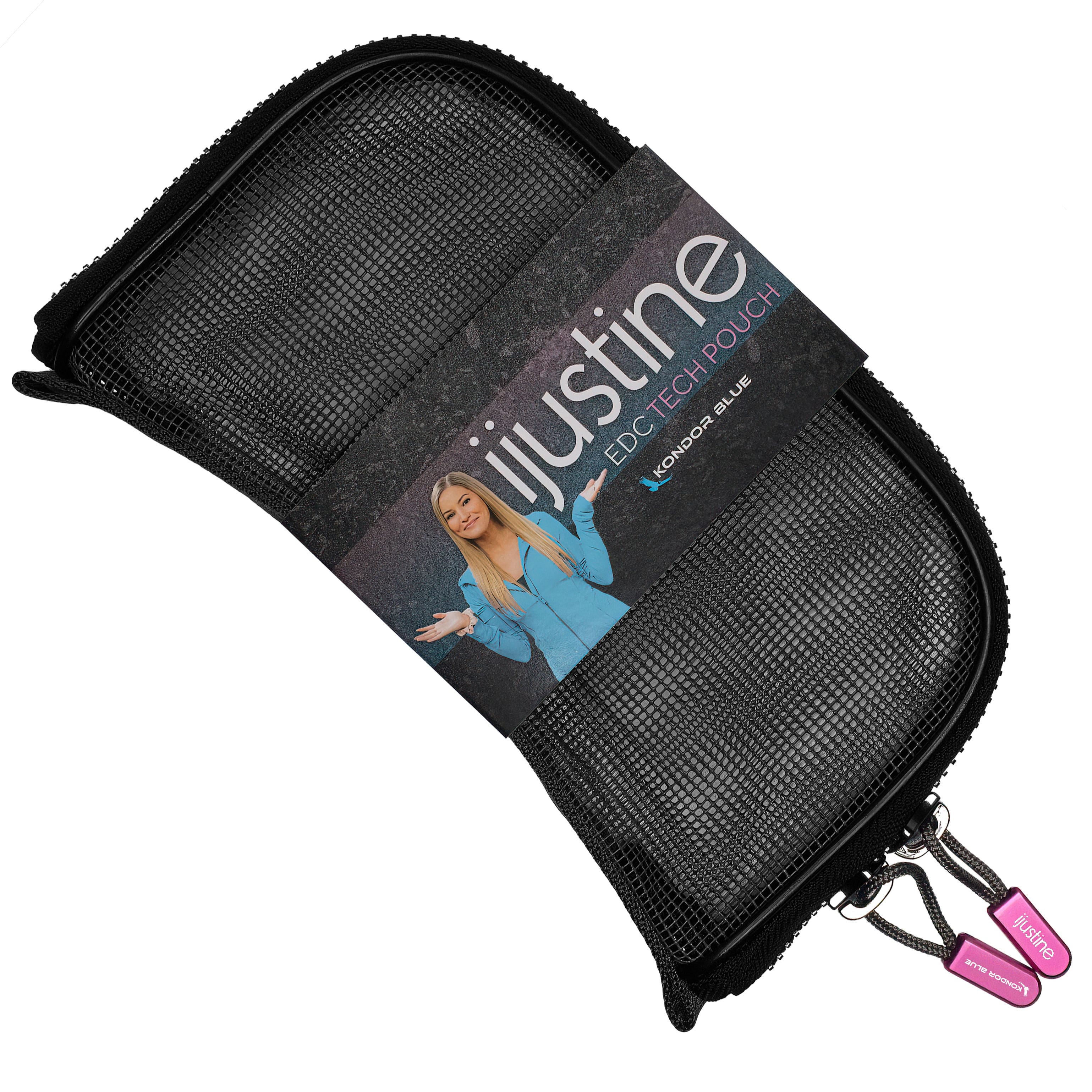 Kondor Blue - iJustine | EDC Pouch for Cable Organization | Mesh Design with Handle and Ultra-Durable Zippers - Pink