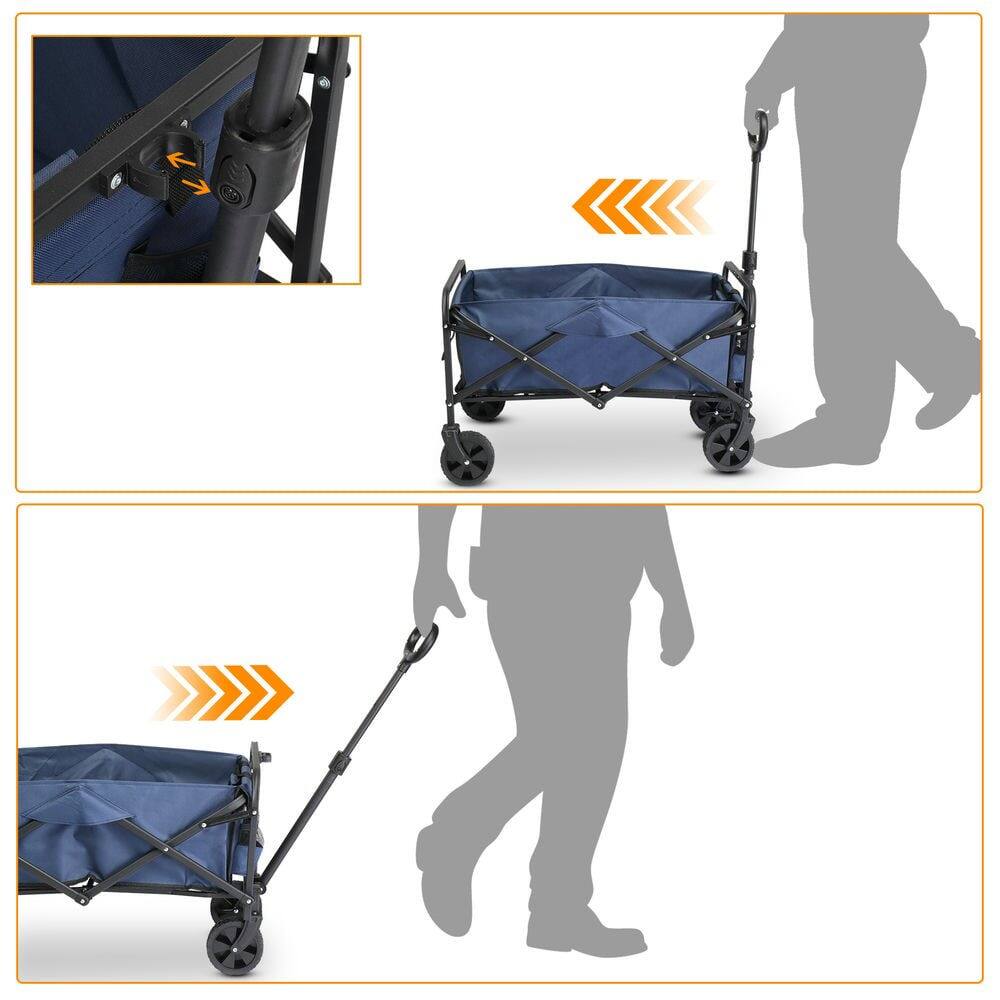 Alt View 9. Resenkos - Resenkos Steel Frame Flat Folding Style , Blue Cloth Silver Frame,  Garden Folding Cart, Silver Blue - Silver Blue.